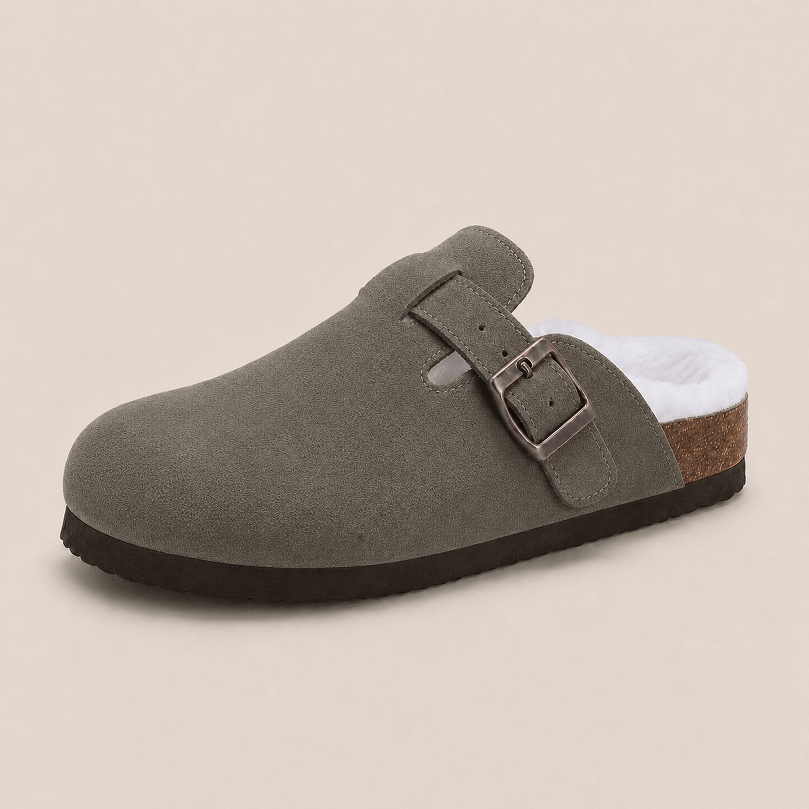 Fur-lined Suede Clogs by Qomfort