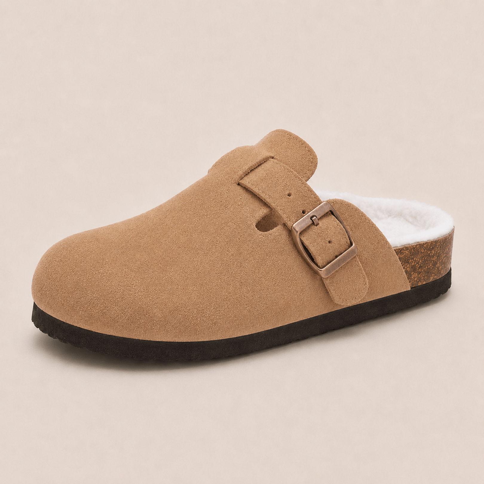 Fur-lined Suede Clogs by Qomfort
