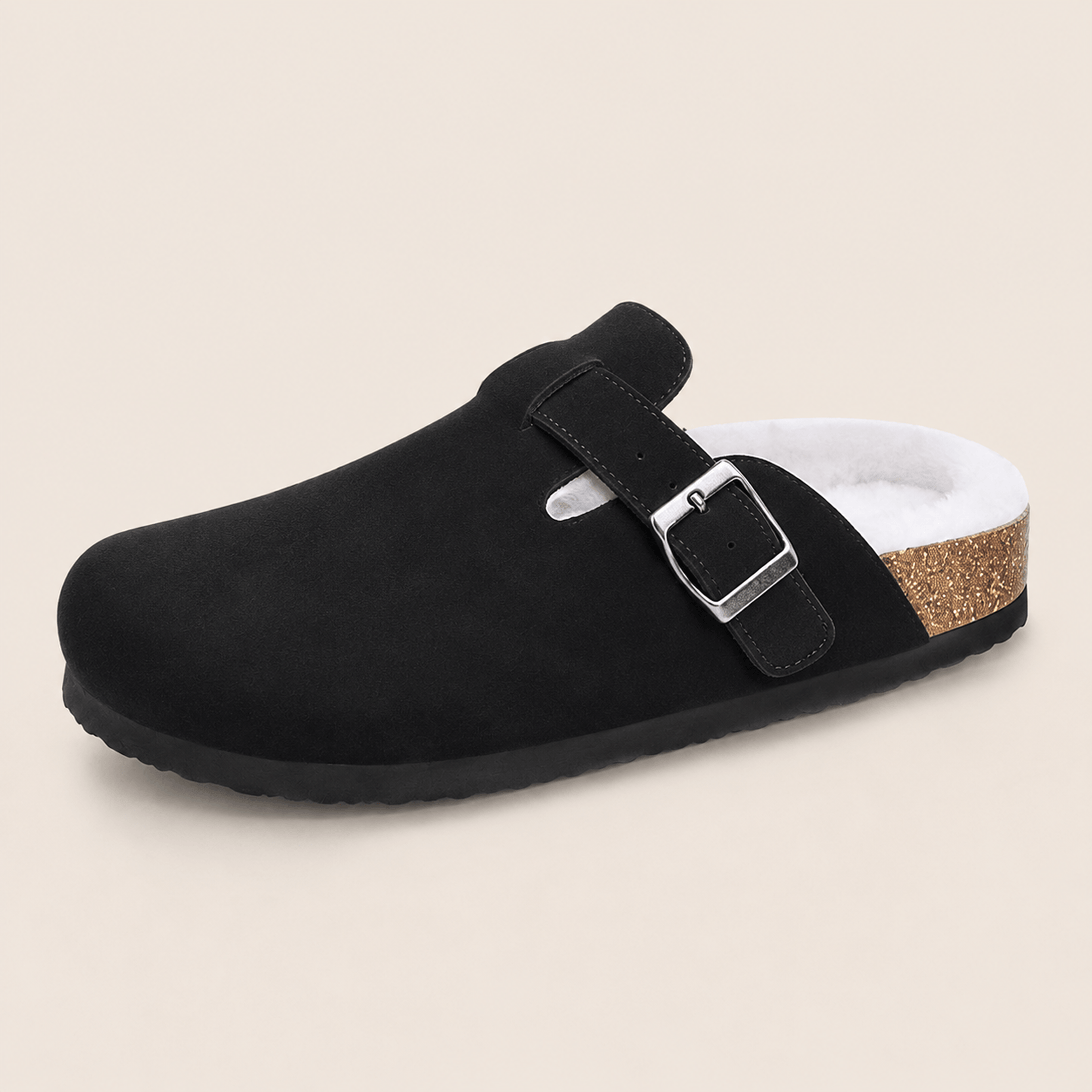 Fur-lined Suede Clogs by Qomfort