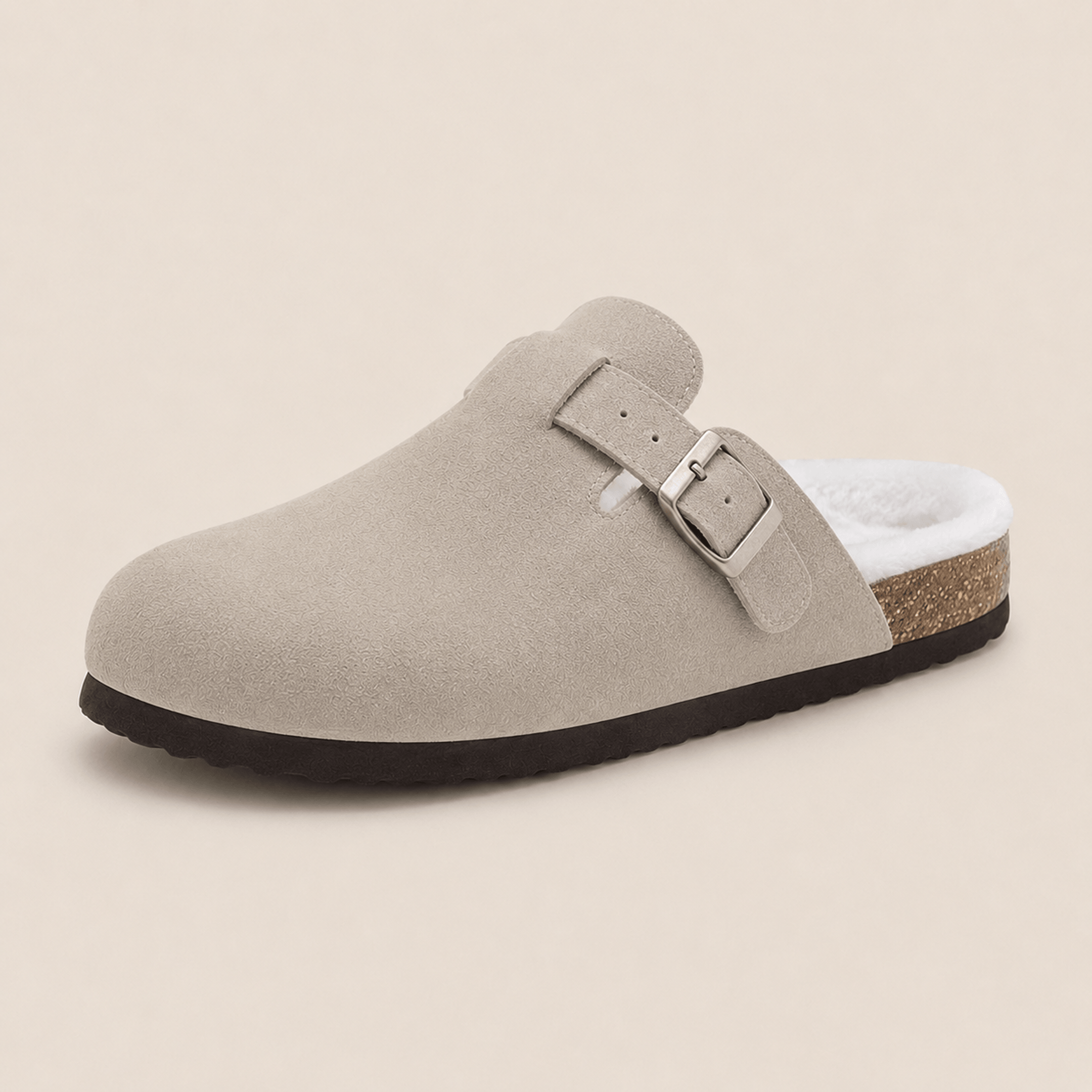 Fur-lined Suede Clogs by Qomfort