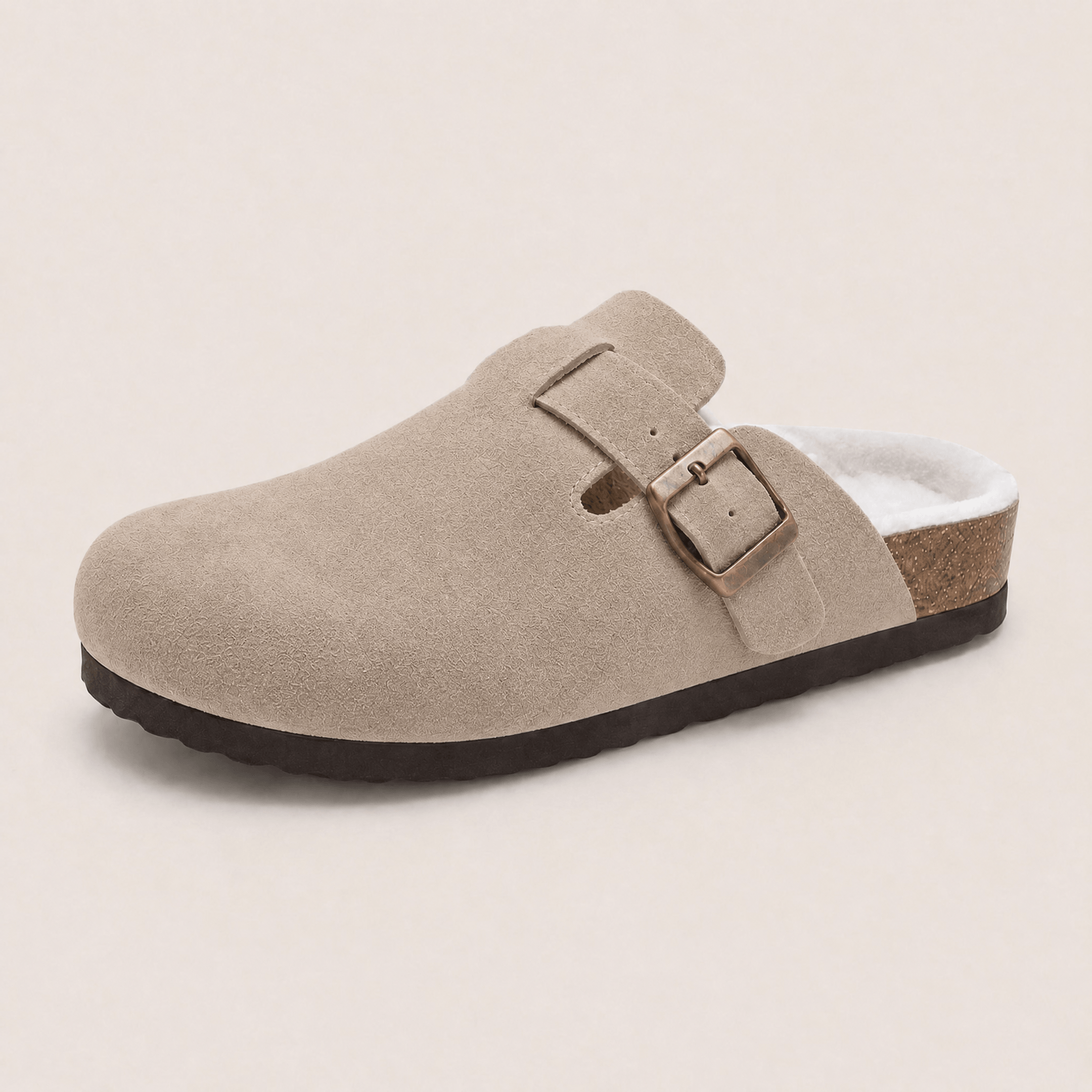 Fur-lined Suede Clogs by Qomfort